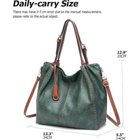 Stylish Green PU Leather Shoulder Bag with Multiple Compartments for Women - Picture 2 of 6